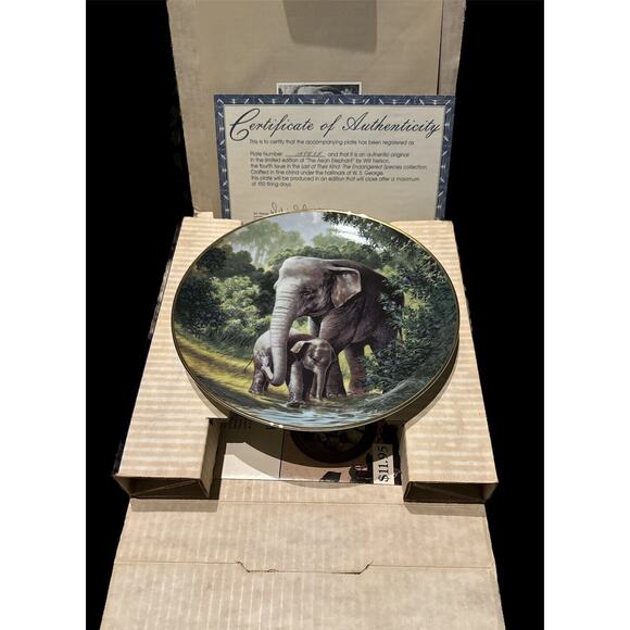 Asian Elephant Collector Plate Original Package Fine China 1991 COA Will Nelson - Picture 1 of 5